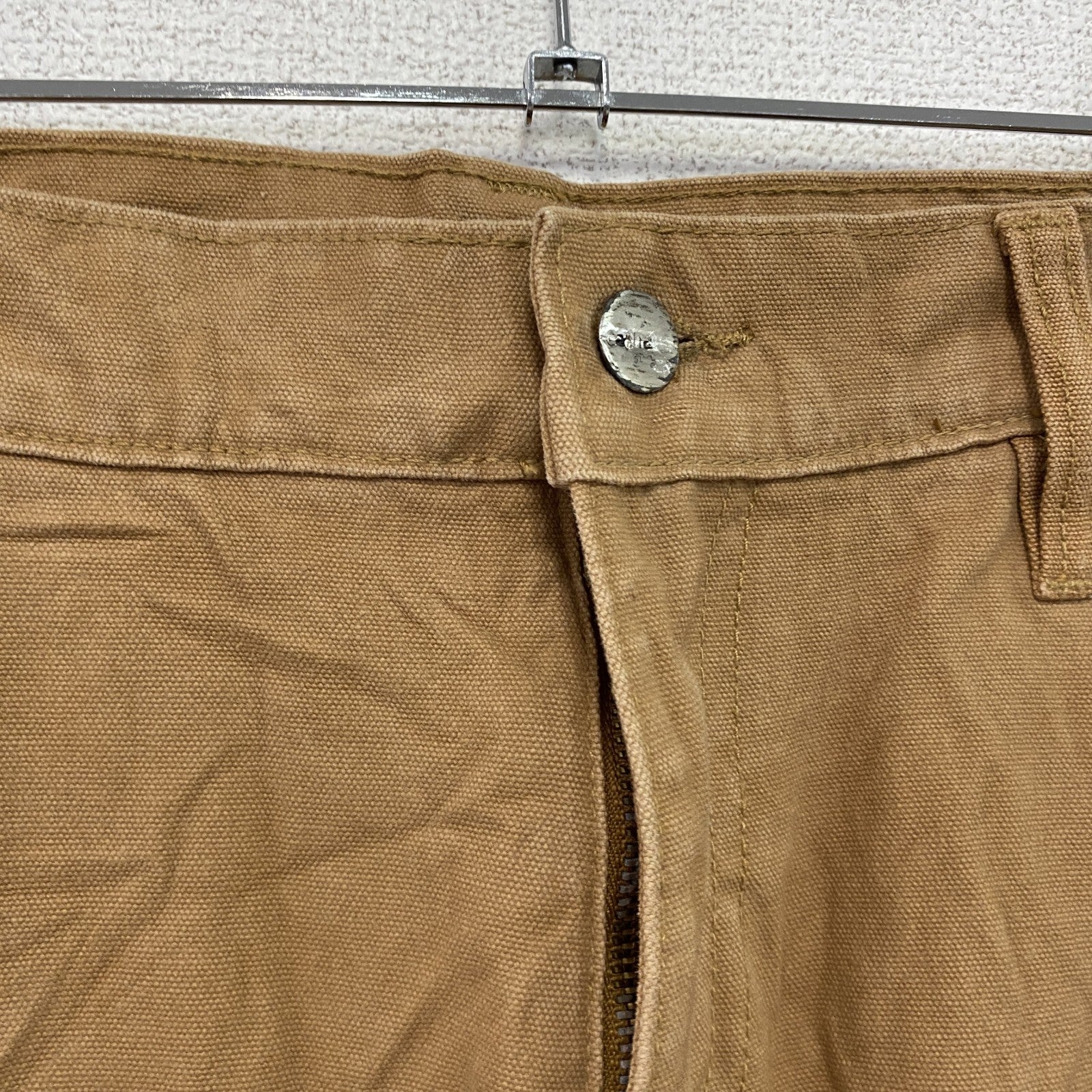 ノーブランド　ダブルニーペインターパンツ　ダックパンツ　ジップフライ　キャメル