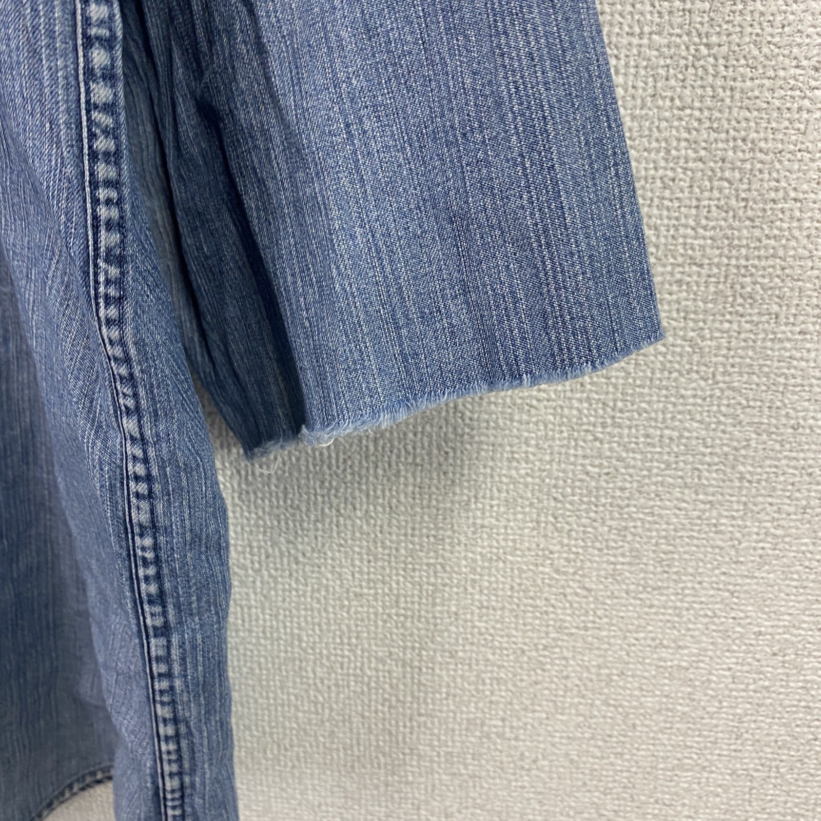 L.L.Bean　エルエルビーン　長袖ノーカラーデニムシャツ　インディゴ　Lサイズ