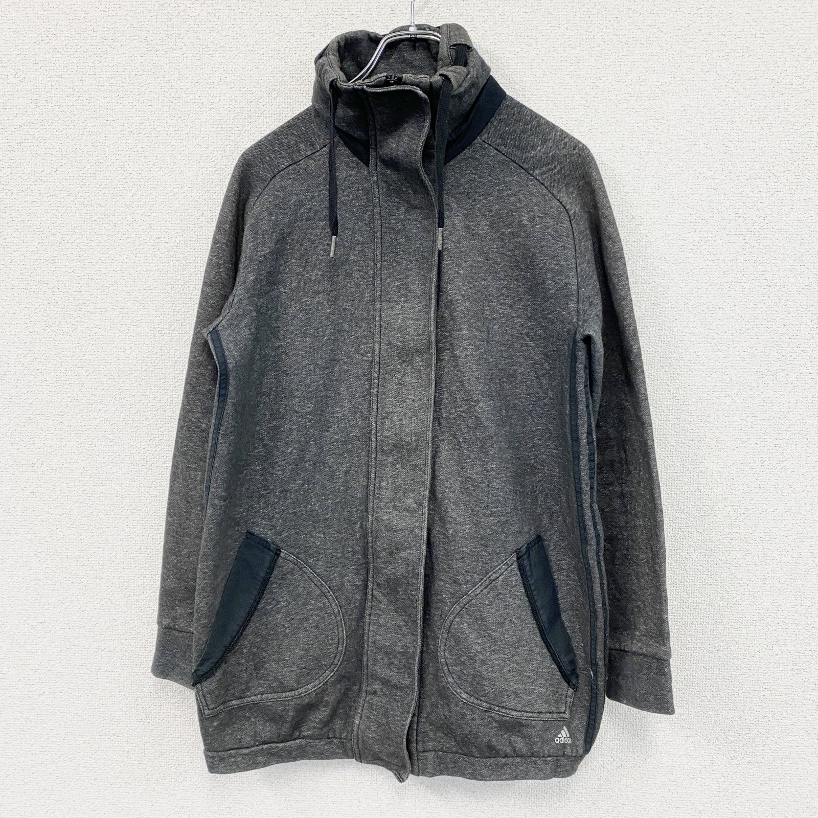 00s　adidas　アディダス　フルジップスウェットジャケット/モッズコート　ヴィンテージ　グレー　Mサイズ