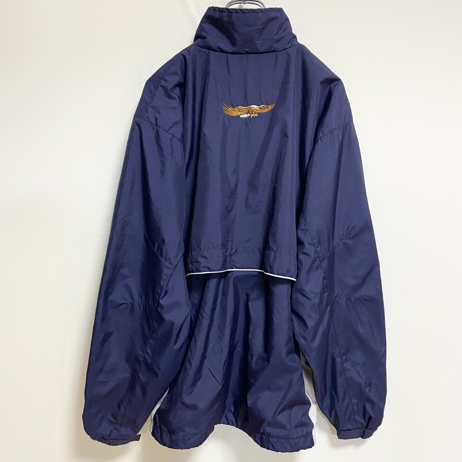 古着 used　Anaconda Sports　長袖ハイネック刺繍ナイロンジャケット　バスケットボール　ネイビー　Mサイズ