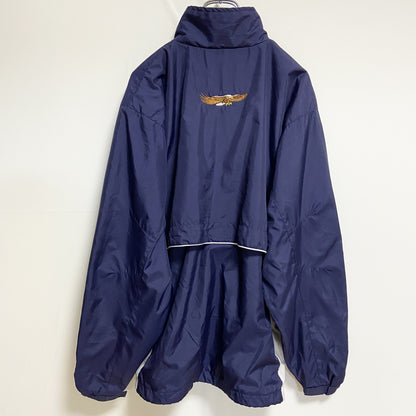 古着 used　Anaconda Sports　長袖ハイネック刺繍ナイロンジャケット　バスケットボール　ネイビー　Mサイズ