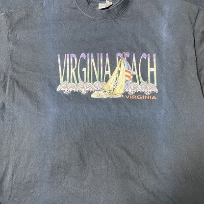 古着 used　半袖プリントTシャツ　黒　ブラック　レトロ　デザイン　クルーネック　ビッグシルエット　オーバーサイズ　XLサイズ