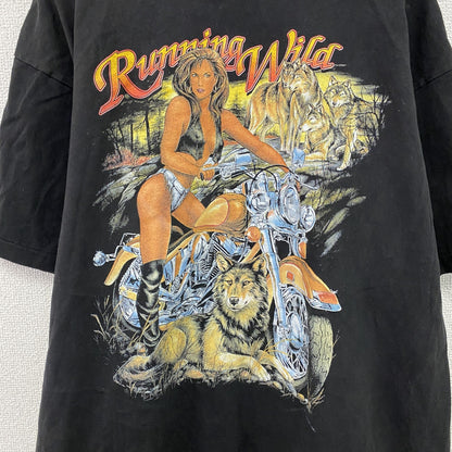 90s　CMJ　半袖プリントTシャツ　アニマルT　シングルステッチ　ヴィンテージ　黒　ブラック　Lサイズ