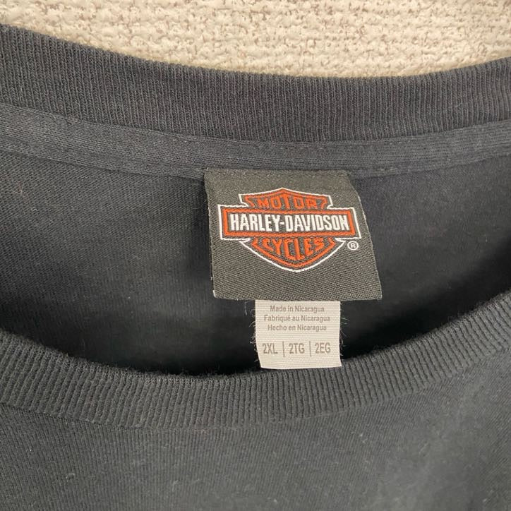 HARLEY DAVIDSON　ハーレーダビッドソン　長袖プリントTシャツ　黒　ブラック　2XLサイズ