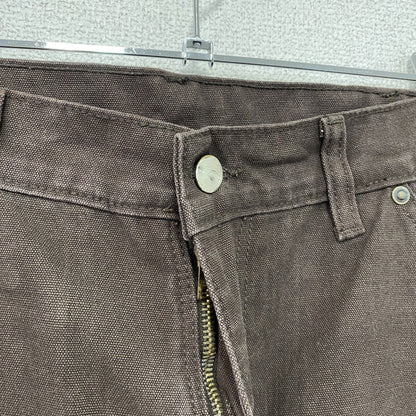 ノーブランド　ダブルニーペインターパンツ　ダックパンツ　ジップフライ　ブラウン