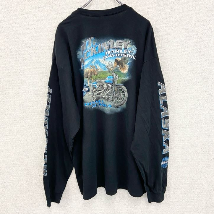 HARLEY DAVIDSON　ハーレーダビッドソン　長袖プリントTシャツ　黒　ブラック　2XLサイズ
