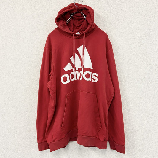 adidas　アディダス　スウェットパーカー/フーディー　パフォーマンスロゴ　デカロゴ　赤　レッド　XLサイズ
