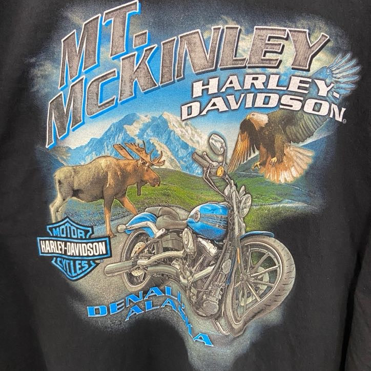 HARLEY DAVIDSON　ハーレーダビッドソン　長袖プリントTシャツ　黒　ブラック　2XLサイズ