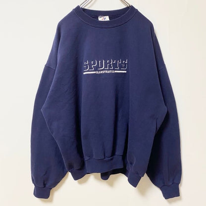 JERZEES　ジャージーズ　スウェット/トレーナー　刺繍ロゴ　フェード　オーバーサイズ　クルーネック　紺　ネイビー　XLサイズ