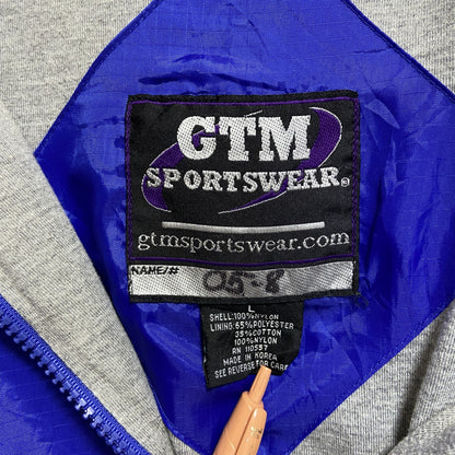 古着 used　GTM　長袖ハーフジップナイロンプルオーバー　アノラック　ワンポイント刺繍　GVHS EAGLES　青　Lサイズ