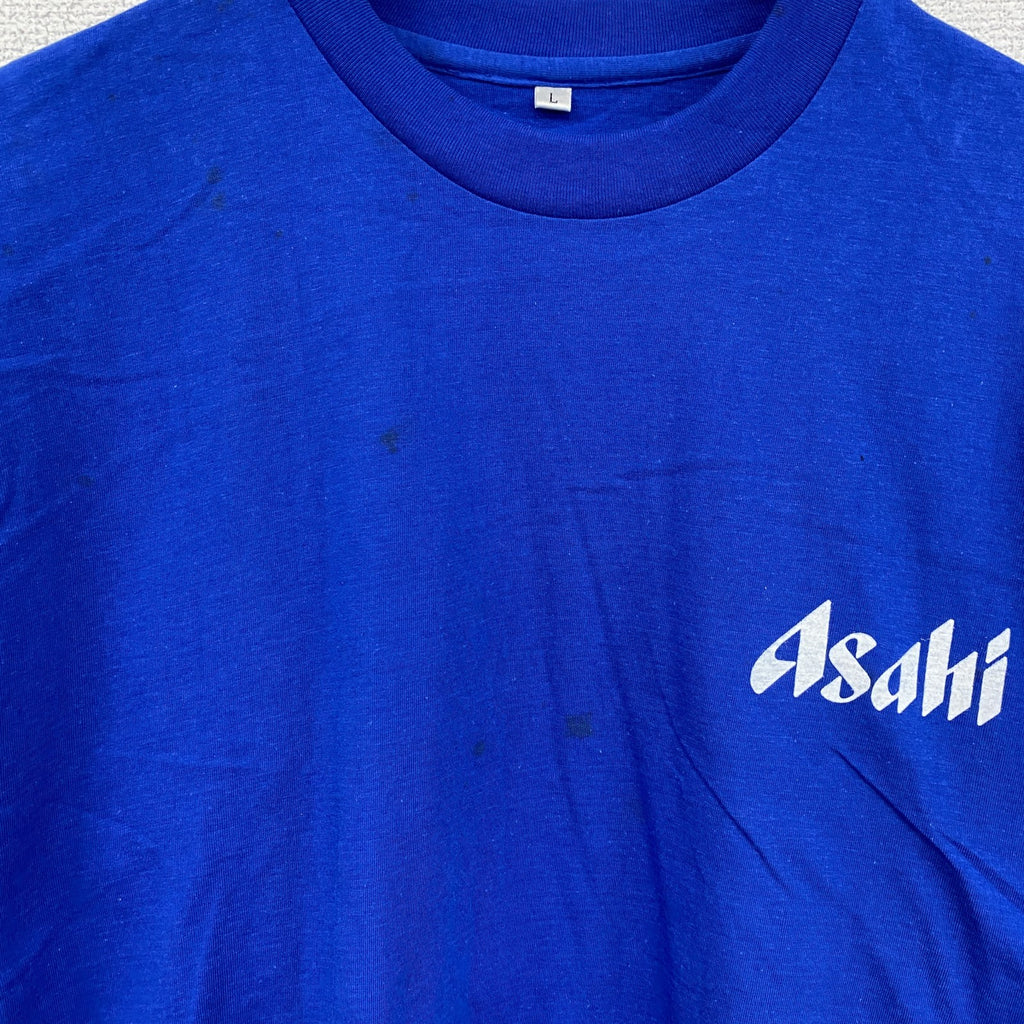 00s　アサヒビール　半袖プリントTシャツ　ヴィンテージ　青　ブルー　Lサイズ
