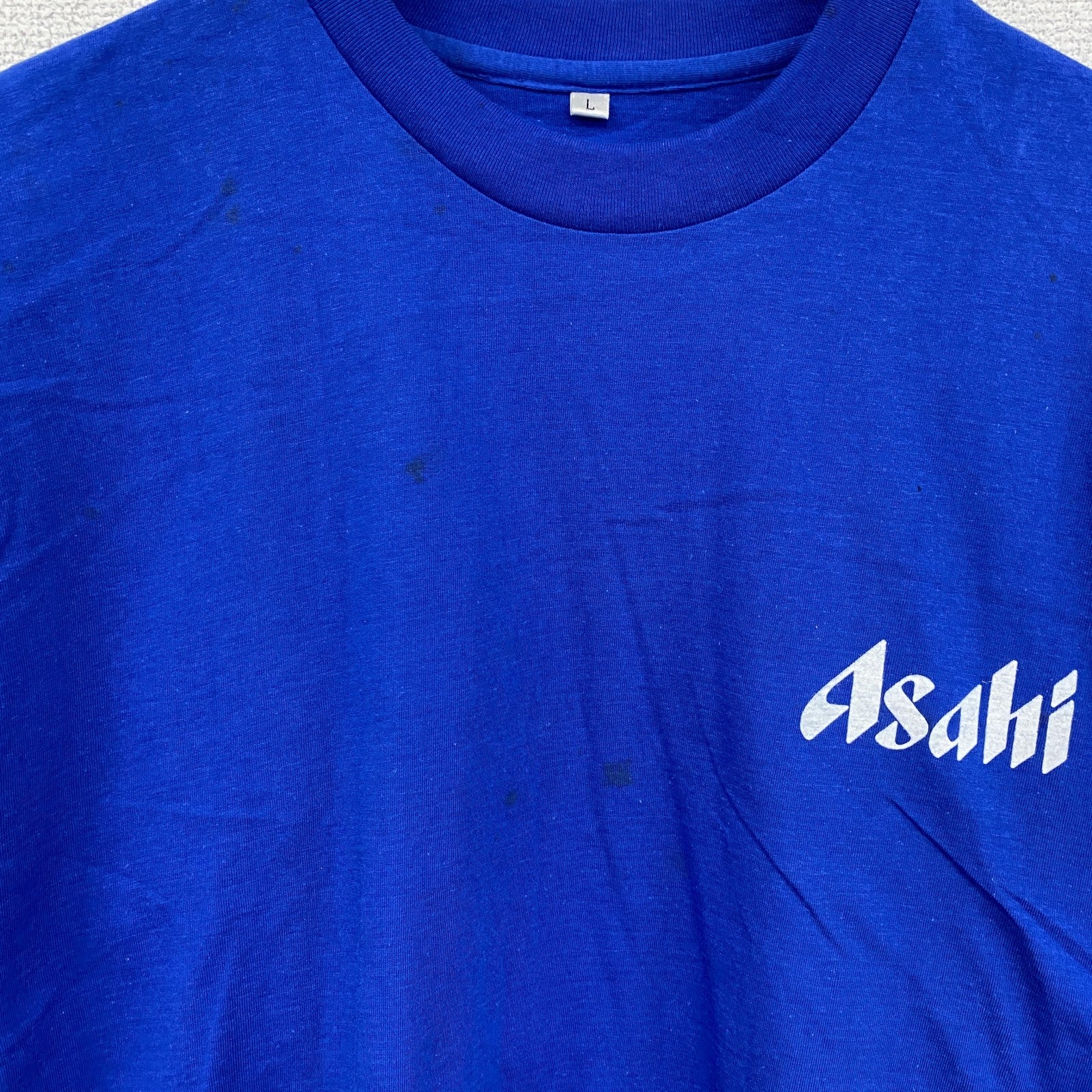 00s　アサヒビール　半袖プリントTシャツ　ヴィンテージ　青　ブルー　Lサイズ