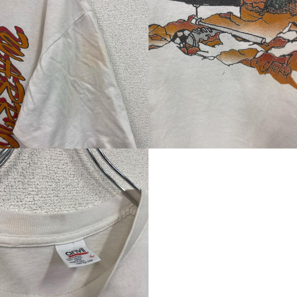 90s　anvil　半袖プリントTシャツ　シングルステッチ　ヴィンテージ　白　ホワイト　Lサイズ
