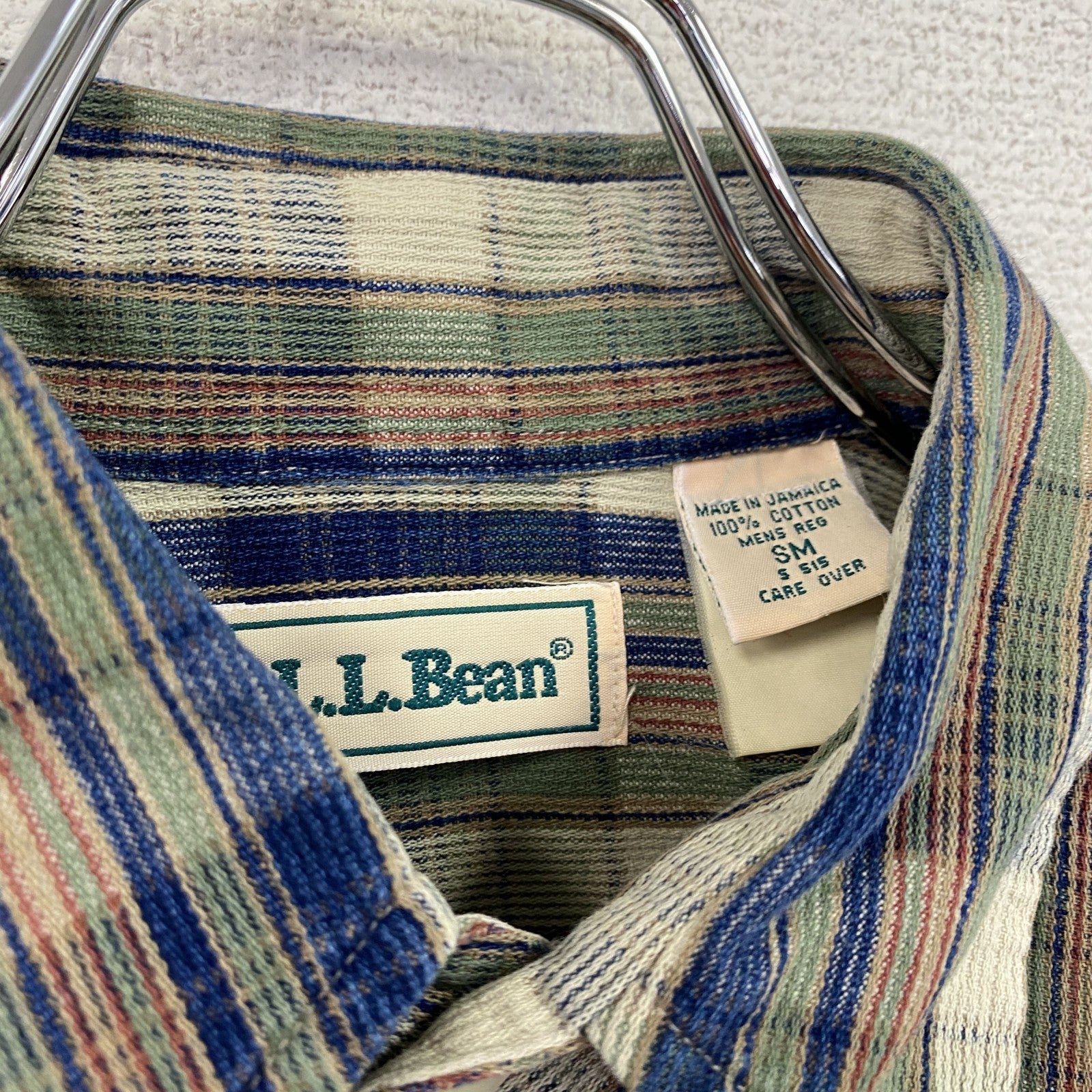 L.L.Bean　エルエルビーン　長袖シャツ　チェック柄　マルチカラー　緑　グリーン　SMサイズ