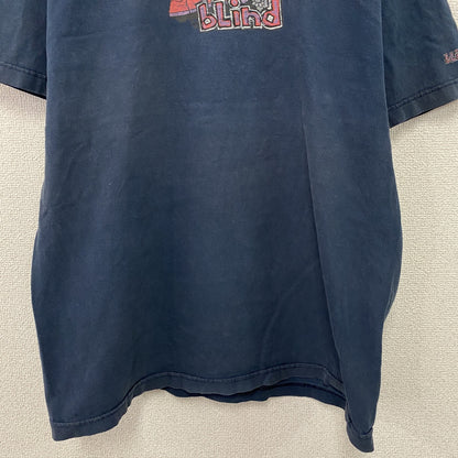 90s　blind　ブラインド　半袖プリントTシャツ　スケートボード　DJ　死神　ヴィンテージ　ネイビー　Lサイズ
