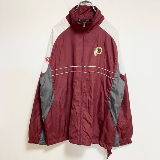 古着 used　Dunbrooke ダンブルック　NFL　長袖ナイロンジャケット　ワンポイント刺繍　アメフト　赤　Lサイズ
