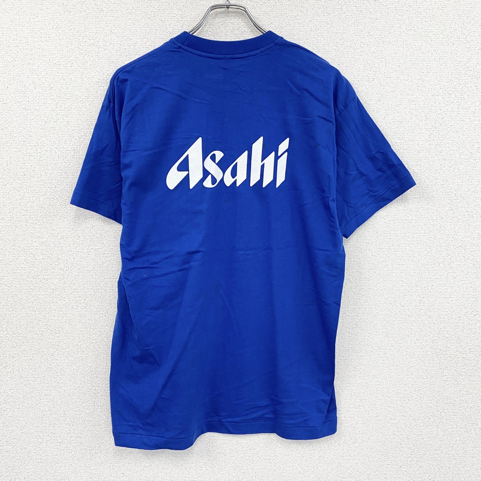 00s　アサヒビール　半袖プリントTシャツ　ヴィンテージ　青　ブルー　Lサイズ