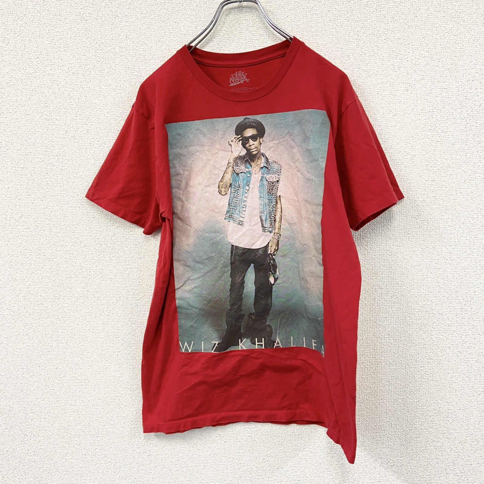 Wiz Khalifa　ウィズカリファー　半袖USラッパーTシャツ　人物T　赤　レッド　Mサイズ