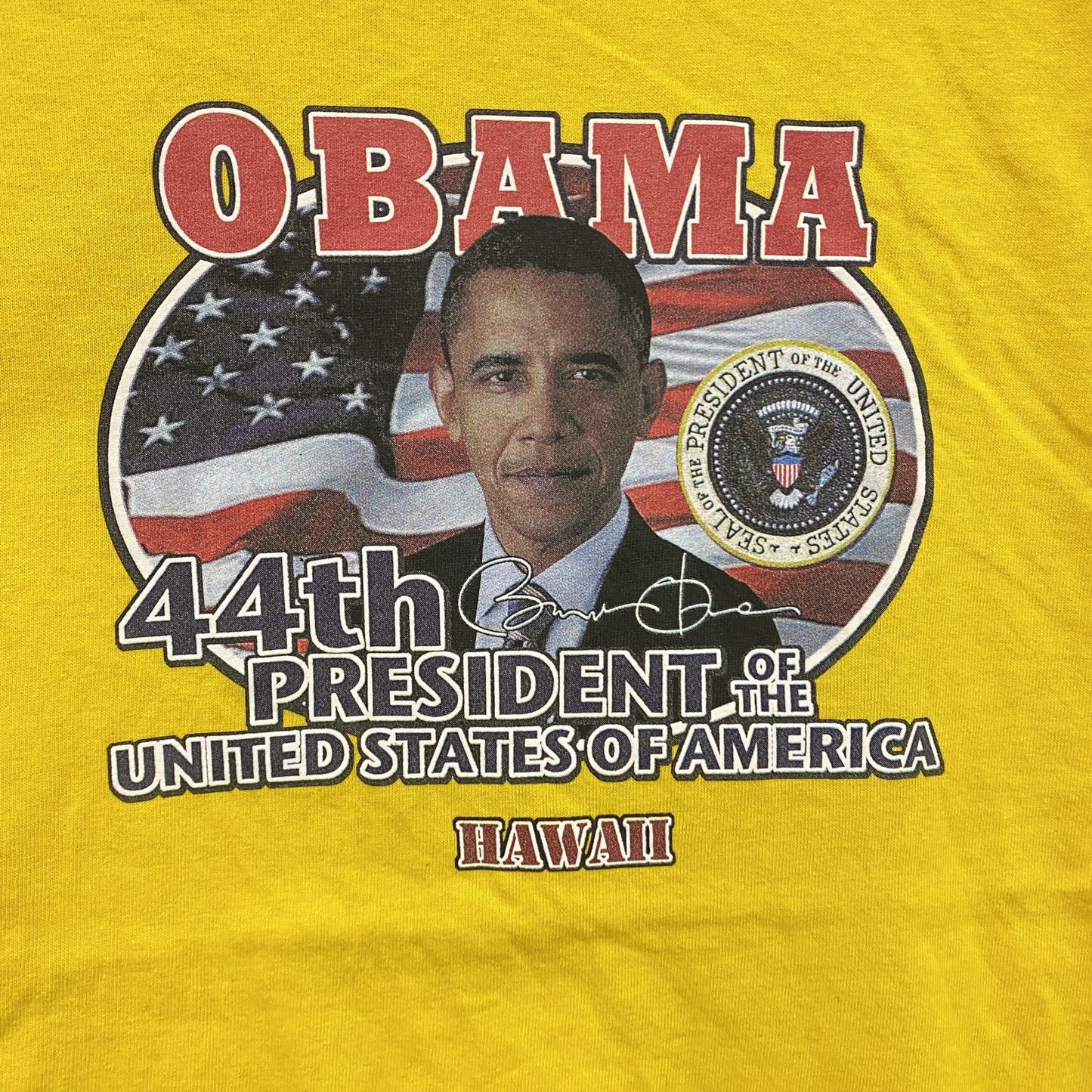 00s　DELTA　バラク・オバマ　半袖プリントTシャツ　ヴィンテージ　黄色　イエロー　Mサイズ