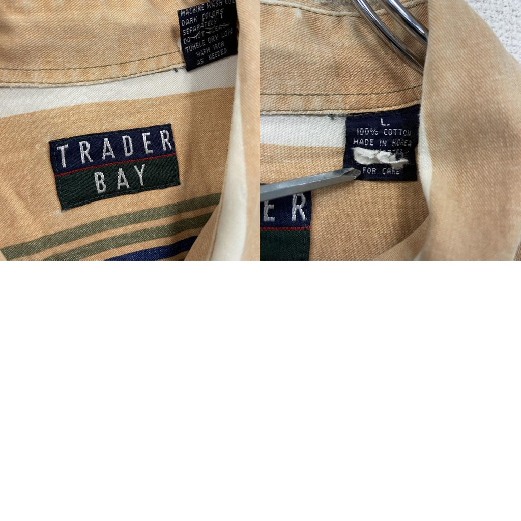 TRADER BAY　トレーダーベイ　長袖ボタンダウンシャツ　ストライプ柄　マルチカラー　Lサイズ