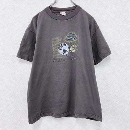 90s　PRIMAL WEAR　プライマルウェア　半袖プリントTシャツ　宇宙人　ヴィンテージ　茶色　ブラウン　