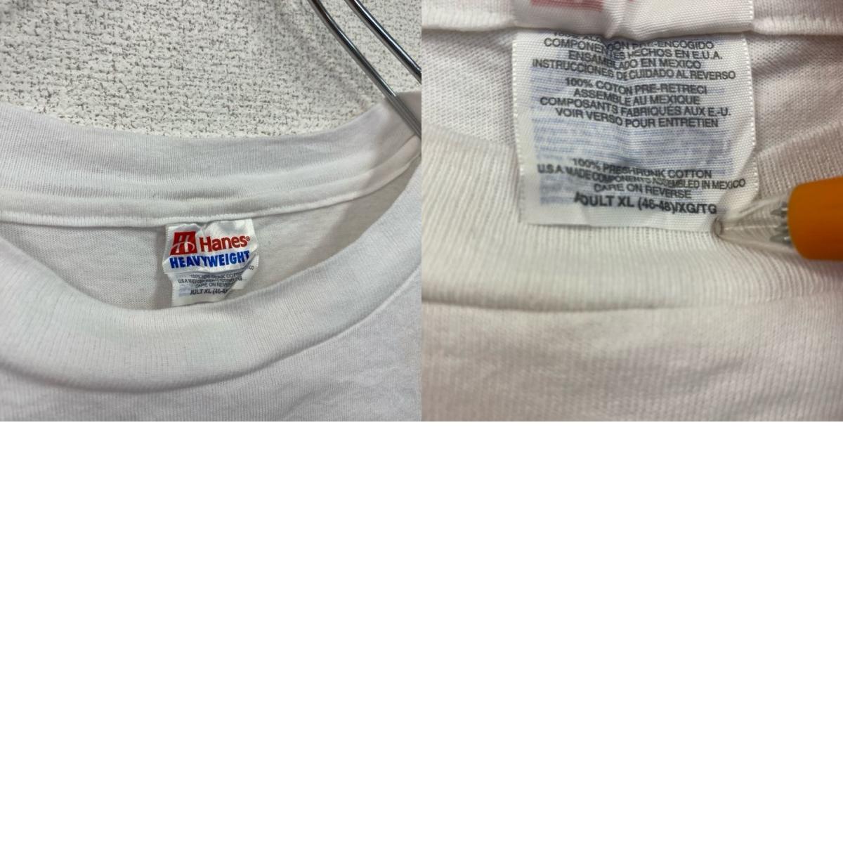 Hanes　ヘインズ　半袖プリントTシャツ　白　ホワイト　XLサイズ