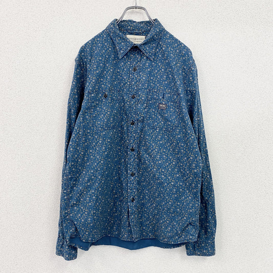 RALPH LAUREN　ラルフローレン　DENIM＆SUPPLY　長袖シャツ　総柄　青　ブルー　Lサイズ