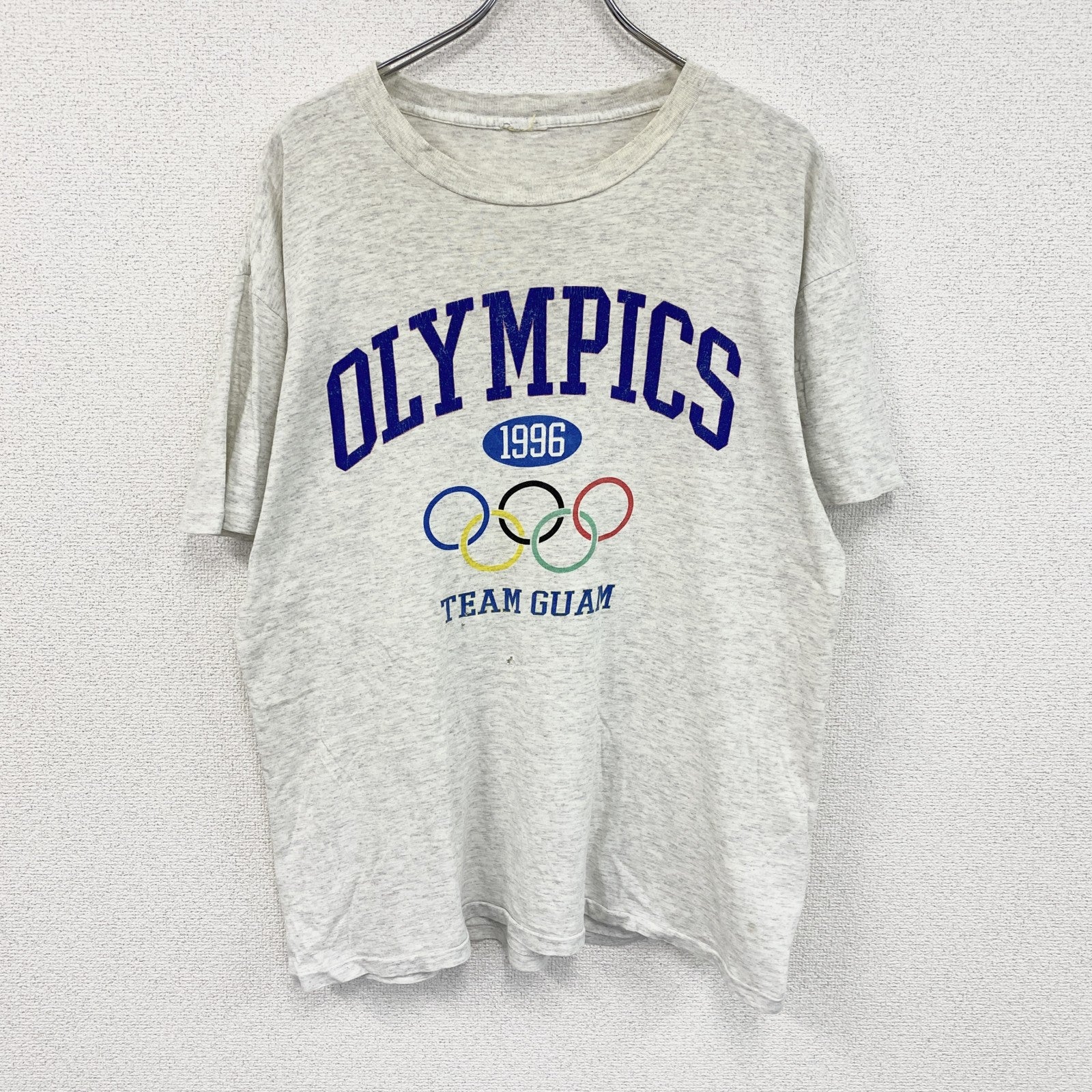 90s　アトランタオリンピック　グアム代表　半袖プリントTシャツ　シングルステッチ　オートミール　