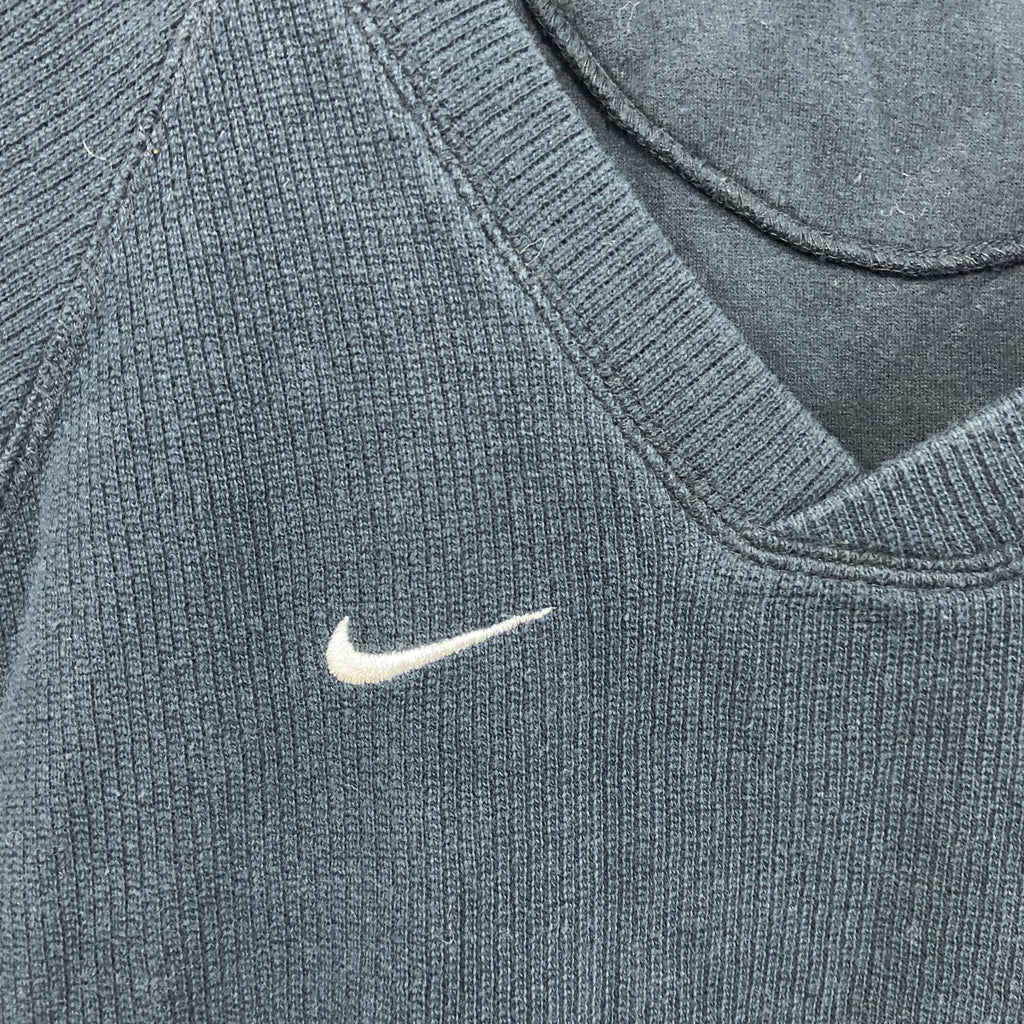 90s　NIKE　ナイキ　コットンニットベスト　スウッシュ　ヴィンテージ　黒　ブラック　Lサイズ