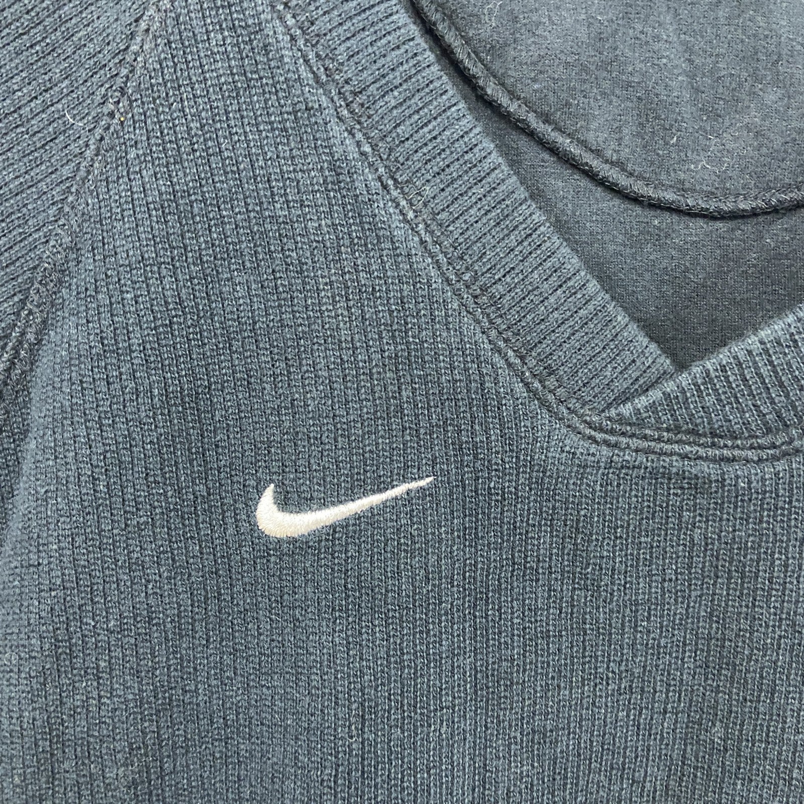 90s　NIKE　ナイキ　コットンニットベスト　スウッシュ　ヴィンテージ　黒　ブラック　Lサイズ