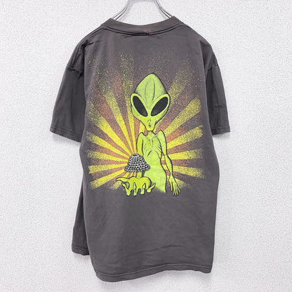 90s　PRIMAL WEAR　プライマルウェア　半袖プリントTシャツ　宇宙人　ヴィンテージ　茶色　ブラウン　
