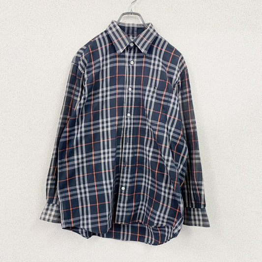 Burberry's　バーバリーズ　長袖シャツ　チェック柄　紺　ネイビー　Lサイズ