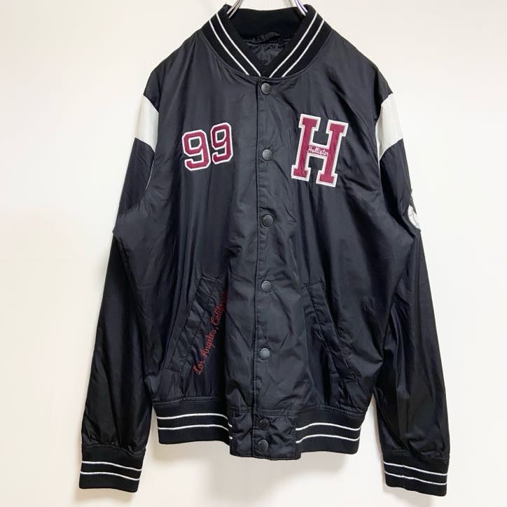 古着 used　HOLLISTER ホリスター　長袖ナイロンスタジャン　アウター　Los Angeles　黒　ブラック　Sサイズ