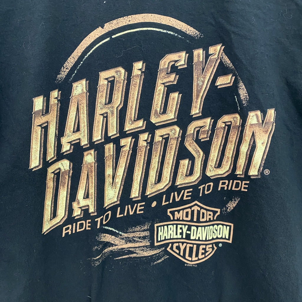 HARLEY DAVIDSON　ハーレーダビッドソン　半袖両面プリントTシャツ　黒　ブラック　XLサイズ