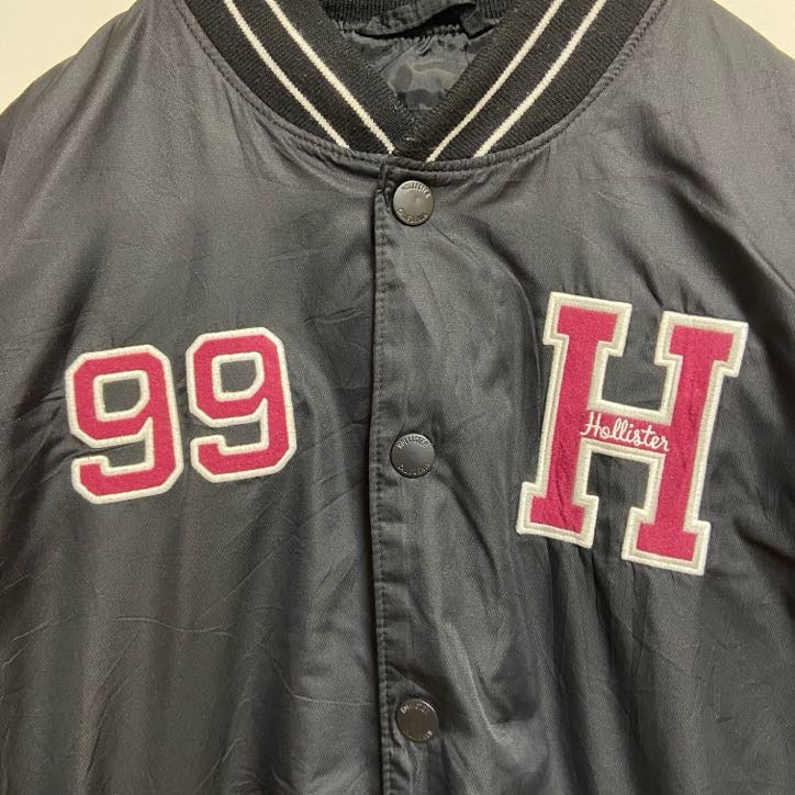 古着 used　HOLLISTER ホリスター　長袖ナイロンスタジャン　アウター　Los Angeles　黒　ブラック　Sサイズ