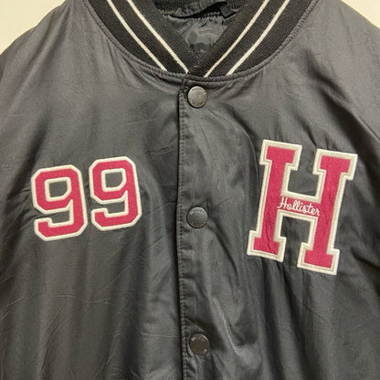 古着 used　HOLLISTER ホリスター　長袖ナイロンスタジャン　アウター　Los Angeles　黒　ブラック　Sサイズ