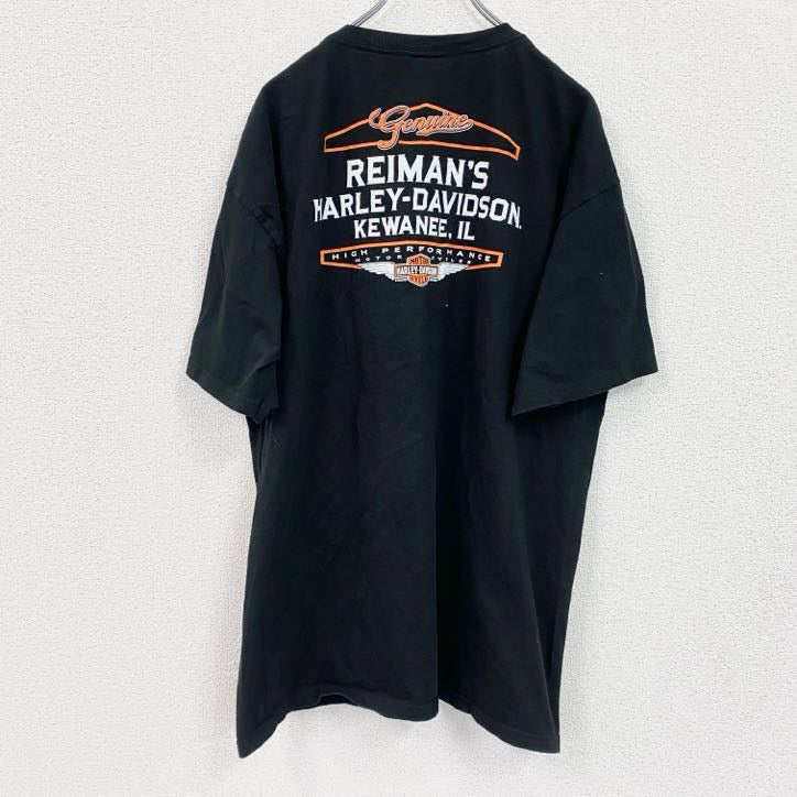 HARLEY DAVIDSON　ハーレーダビッドソン　半袖両面プリントTシャツ　黒　ブラック　XLサイズ