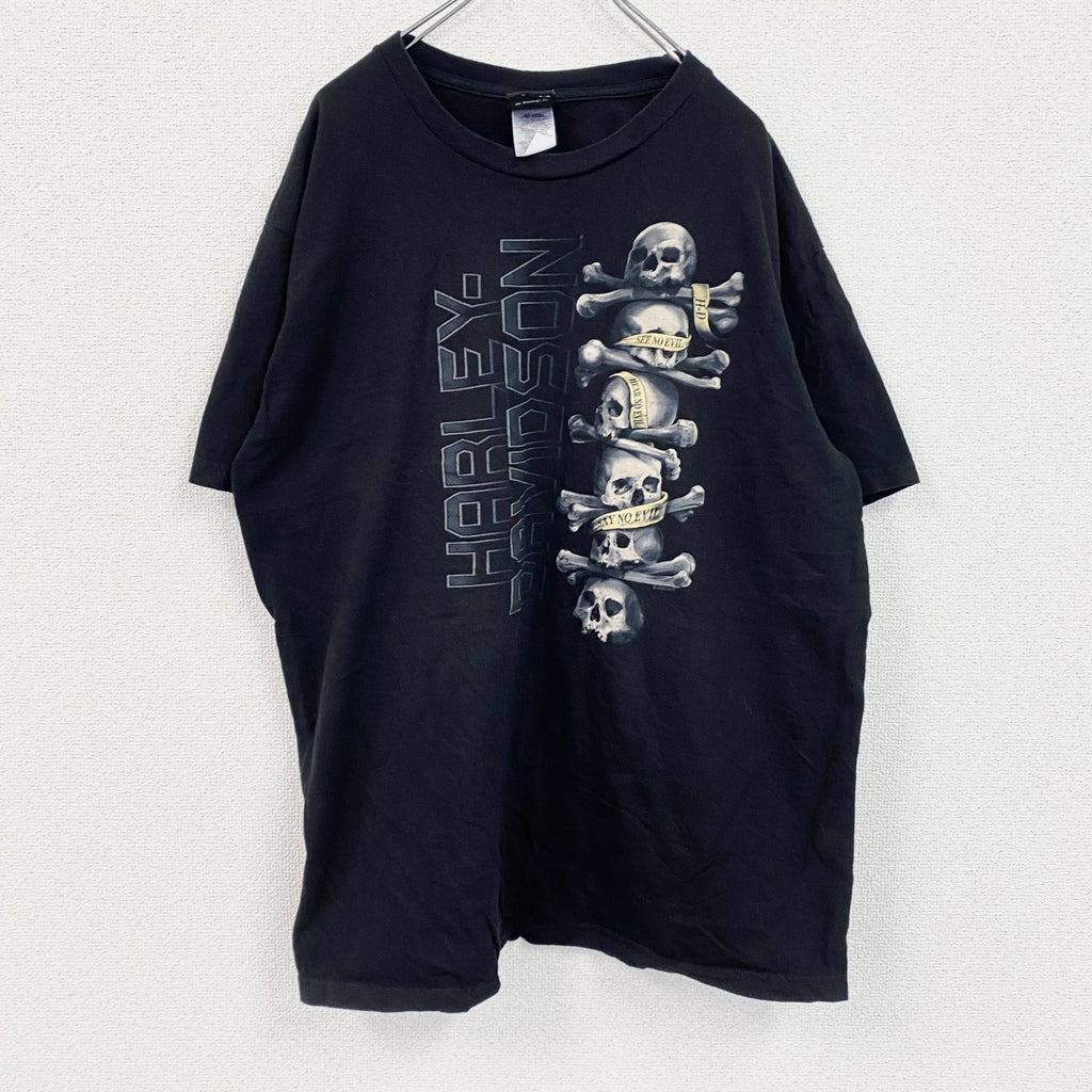 HARLEY DAVIDSON　ハーレーダビッドソン　半袖両面プリントTシャツ　黒　ブラック　XLサイズ