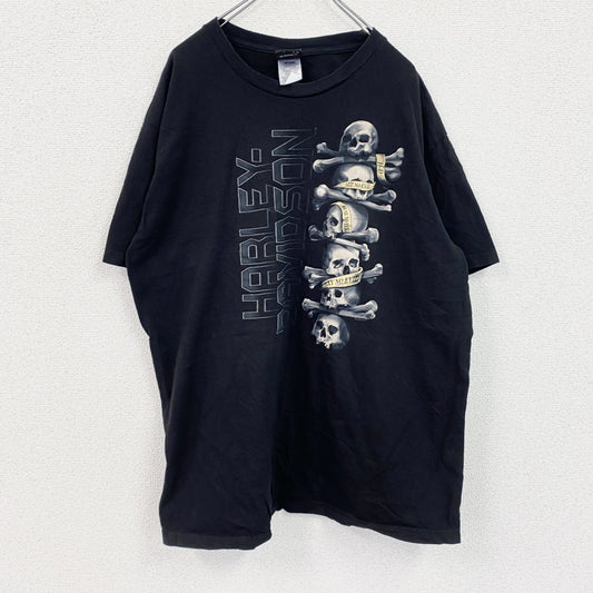 HARLEY DAVIDSON　ハーレーダビッドソン　半袖両面プリントTシャツ　黒　ブラック　XLサイズ