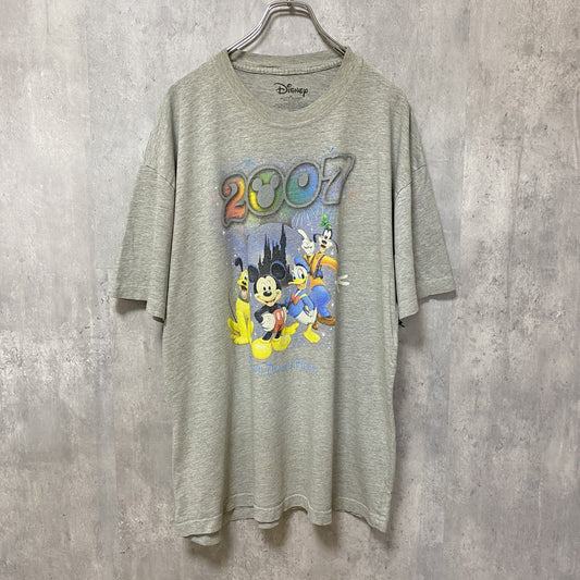 古着 used　Disney　ディズニー　ミッキー　半袖オフィシャルプリントTシャツ　グレー　レトロ　クルーネック　オーバーサイズ