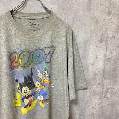 古着 used　Disney　ディズニー　ミッキー　半袖オフィシャルプリントTシャツ　グレー　レトロ　クルーネック　オーバーサイズ