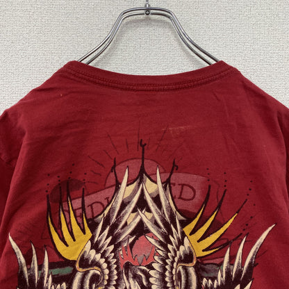 Ed Hardy　エドハーディ　半袖プリントTシャツ　タトゥーデザイン　赤　レッド　Lサイズ　