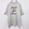 90s　半袖プリントTシャツ　染み込みプリント　ヴィンテージ　霜降りグレー　