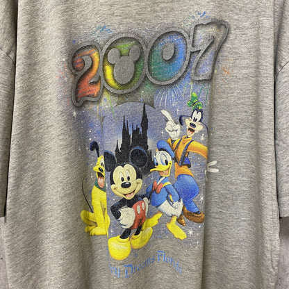 古着 used　Disney　ディズニー　ミッキー　半袖オフィシャルプリントTシャツ　グレー　レトロ　クルーネック　オーバーサイズ