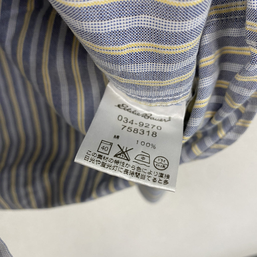 Eddie Bauer　エディーバウアー　長袖ボタンダウンシャツ　ストライプ　水色　ライトブルー　Mサイズ