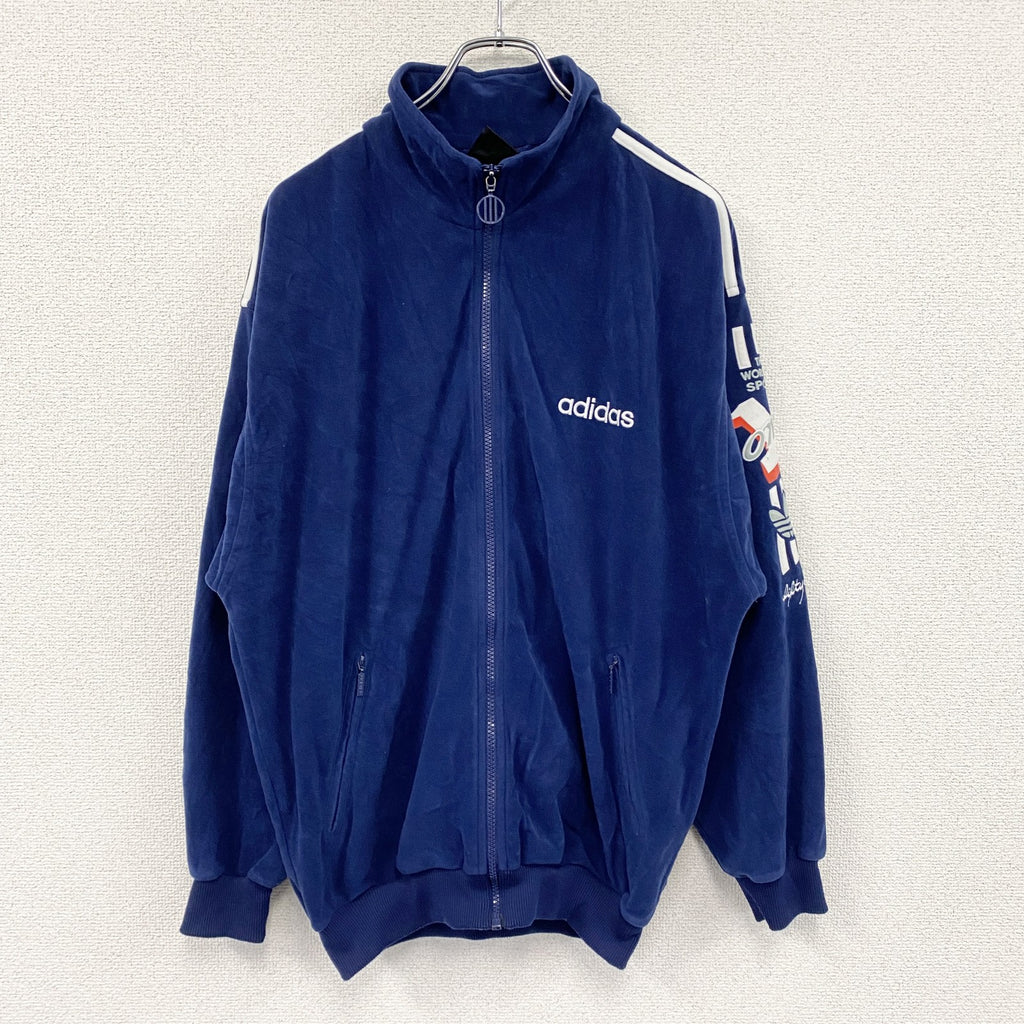 ～90s　adidas　アディダス　ベロアトラックジャケット/ジャージ　ヴィンテージ　紺　ネイビー　180サイズ