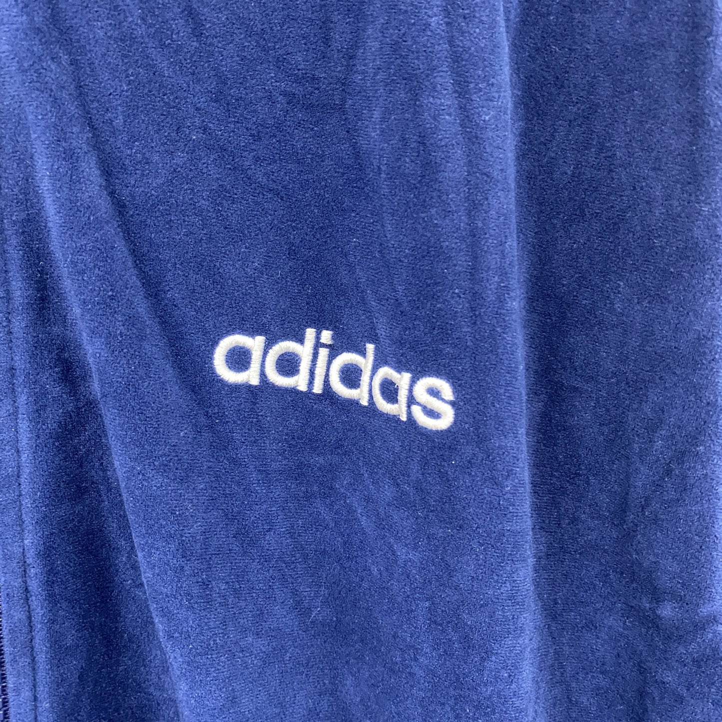 ～90s　adidas　アディダス　ベロアトラックジャケット/ジャージ　ヴィンテージ　紺　ネイビー　180サイズ
