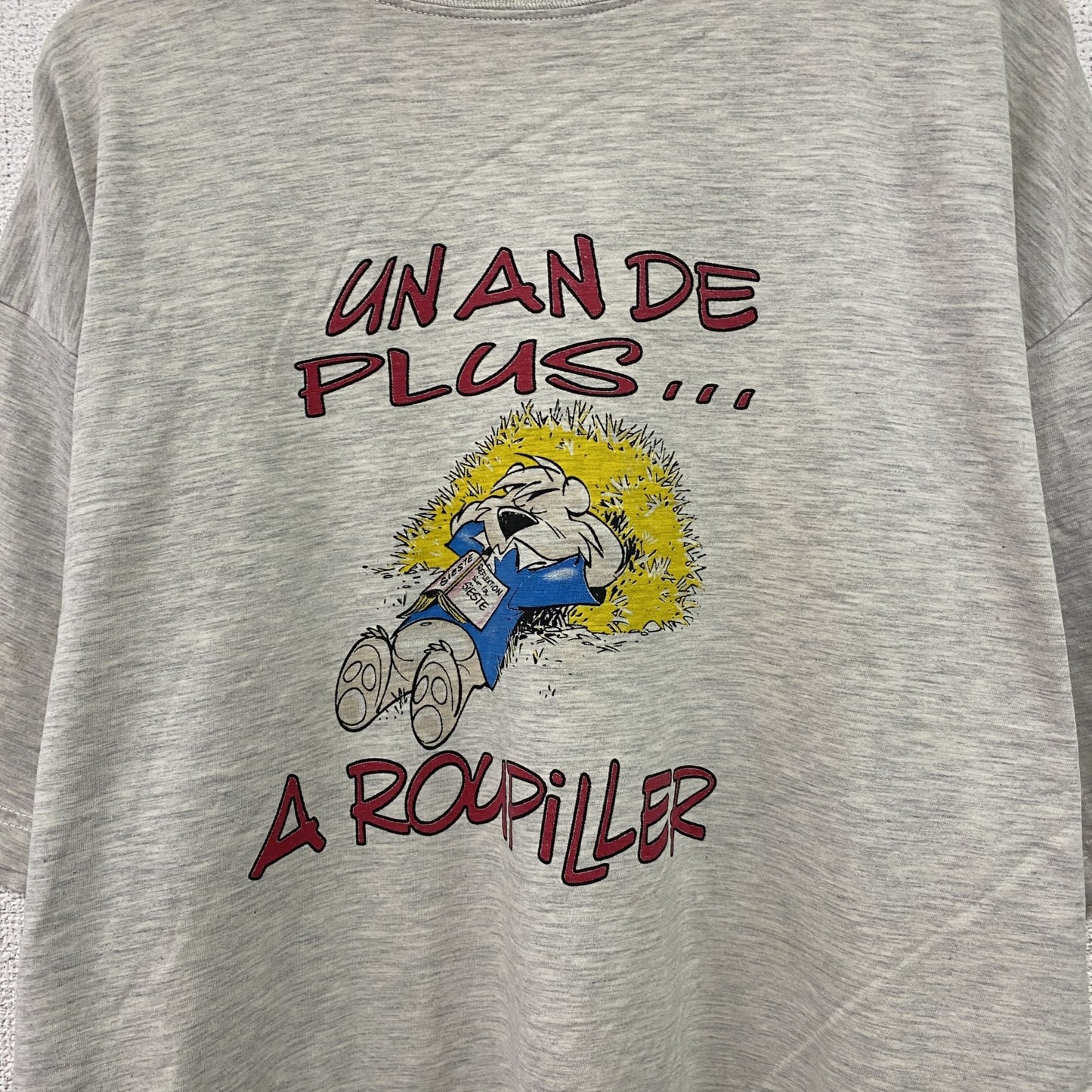 90s　半袖プリントTシャツ　染み込みプリント　ヴィンテージ　霜降りグレー　