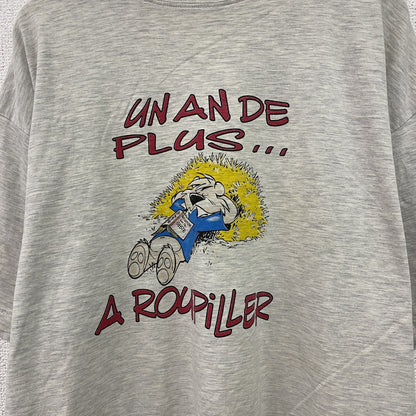 90s　半袖プリントTシャツ　染み込みプリント　ヴィンテージ　霜降りグレー　