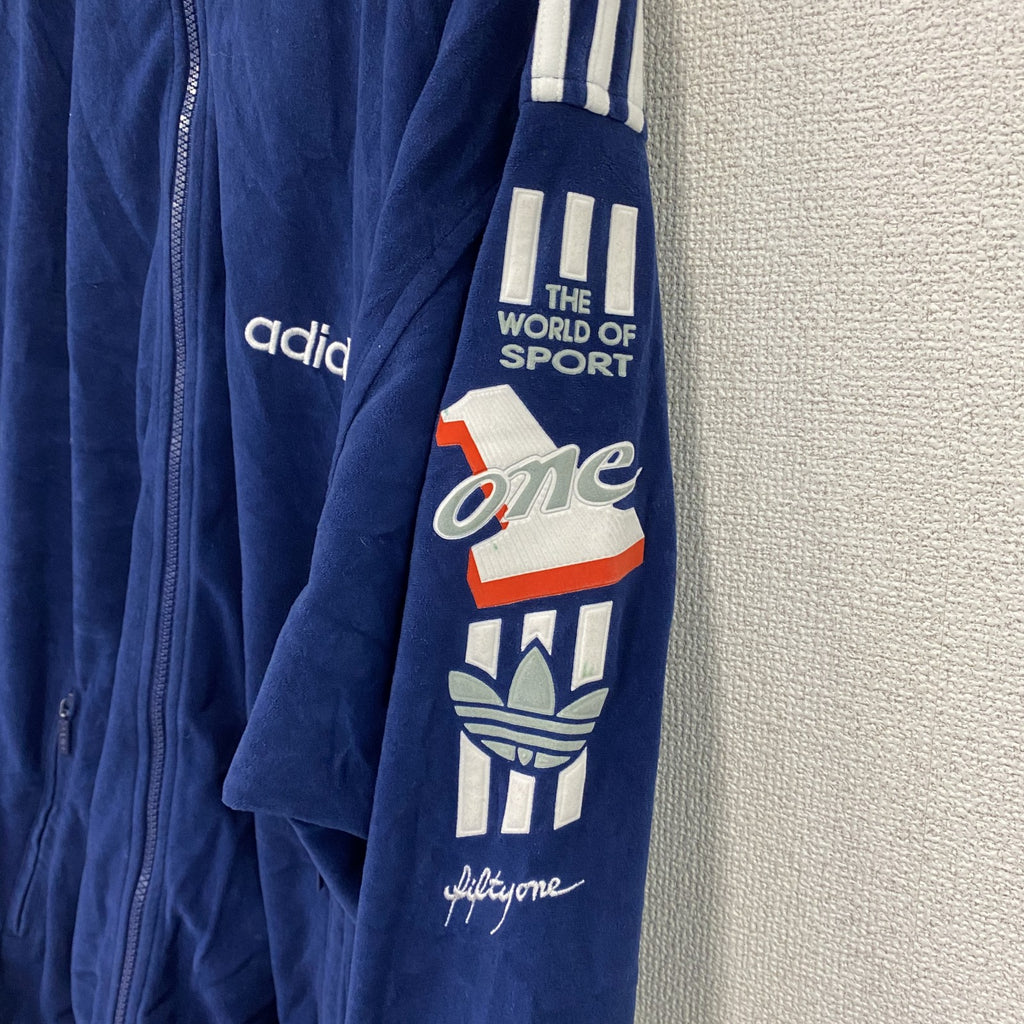 ～90s　adidas　アディダス　ベロアトラックジャケット/ジャージ　ヴィンテージ　紺　ネイビー　180サイズ